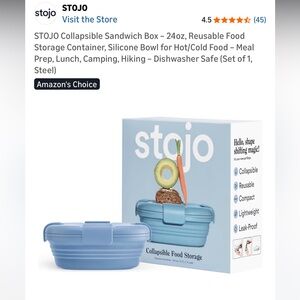 Stojo Collapsible Food Storage Container - Steel Blue